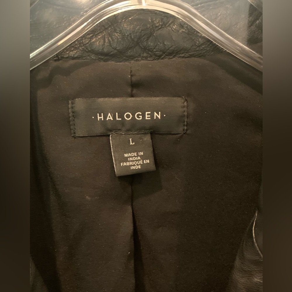 Nordstrom Halogen Black Leather Moto Biker Vest Size L - Picture 6 of 13